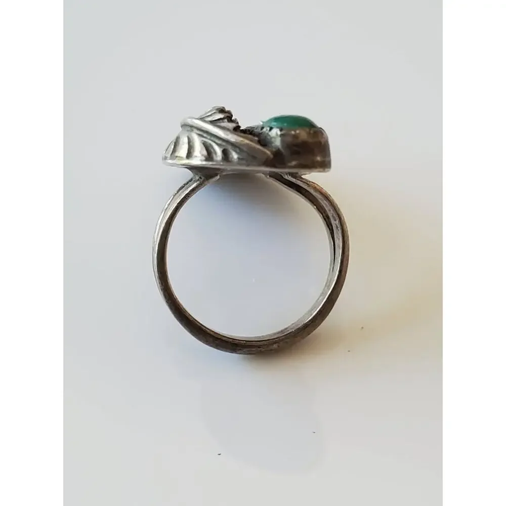 Vintage Turquoise Navette Sterling Silver Ring